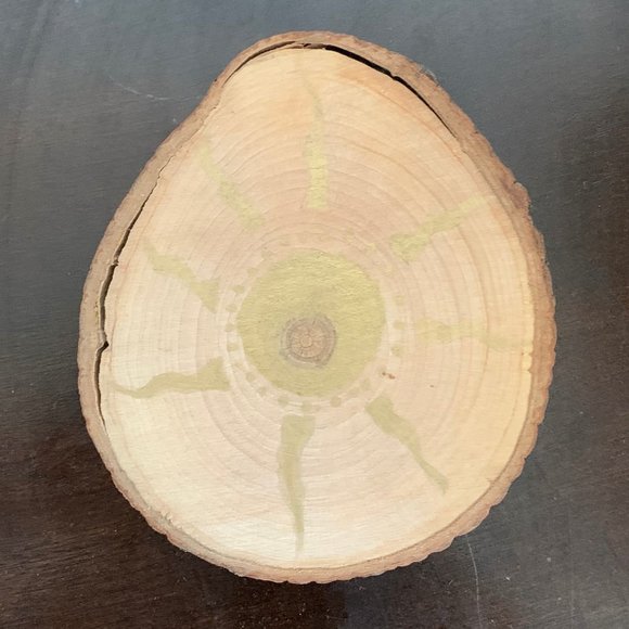 Hand Painted Natural Wood Coaster/Decor (Set of 2) - Picture 2 of 3